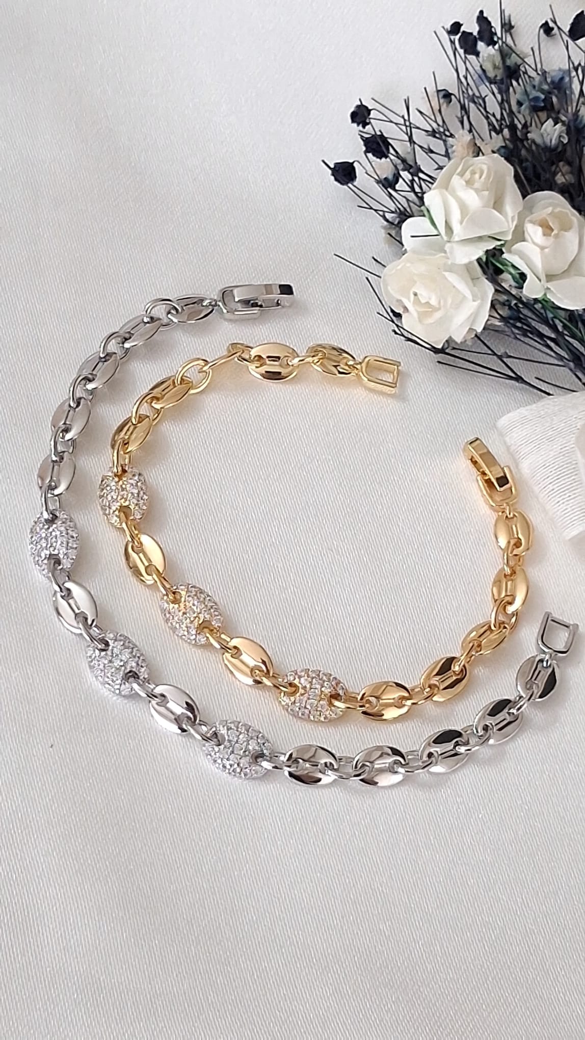 316 Çelik - Bakla Model Çelik Bileklik Gold ve Silver