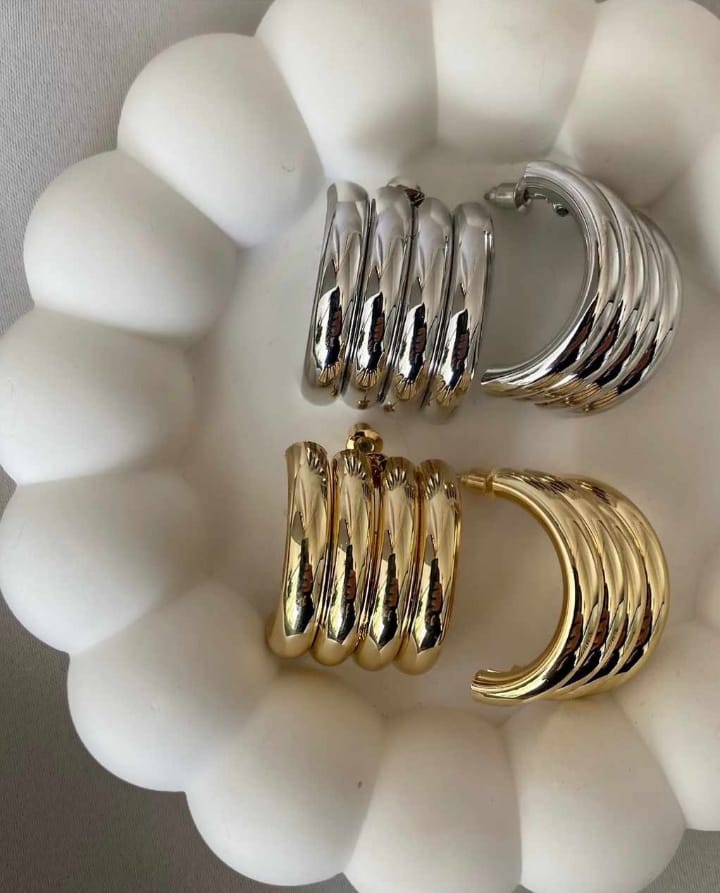 316 Çelik - 3'lü Halka Küpe (Sadece gold model mevcut)